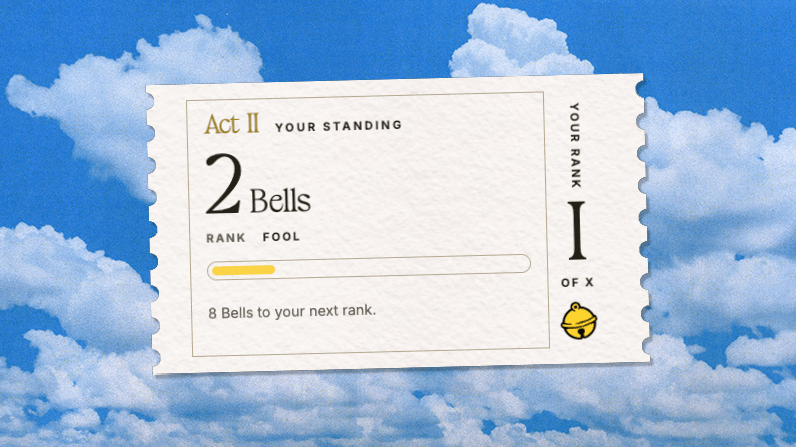 A player's Bells standing in Playbill, with their current rank and progress to the next