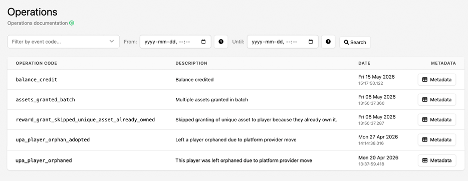 Player Operations Log Filtering
