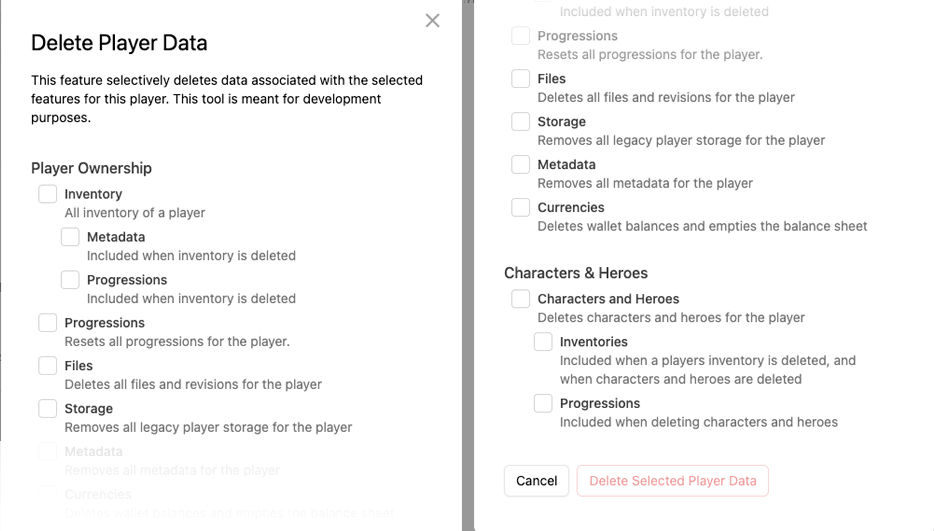 Selective Player Profile Deletion